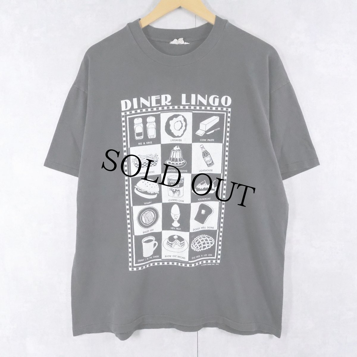 画像1: 90's USA製 "DINER LINGO" プリントTシャツ BLACK XL (1)