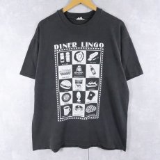 画像1: 90's USA製 "DINER LINGO" プリントTシャツ BLACK XL (1)