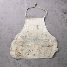 画像1: VINTAGE NICHOLAS ペンキペイント コットンエプロン (1)