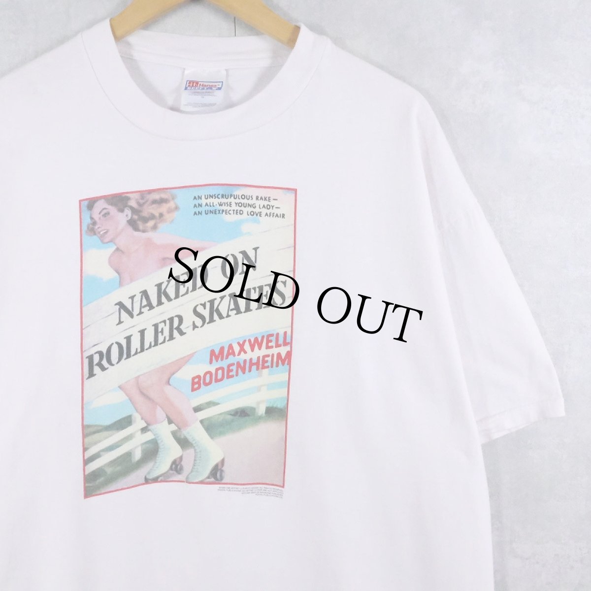 画像1: 90's MAXWELL BODENHEIM "NAKED ON ROLLER SKATES" ポスタープリントTシャツ XL (1)
