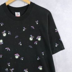 画像1: 90's DAN GILBERT USA製 ホタル×蓄光 プリントTシャツ BLACK L (1)