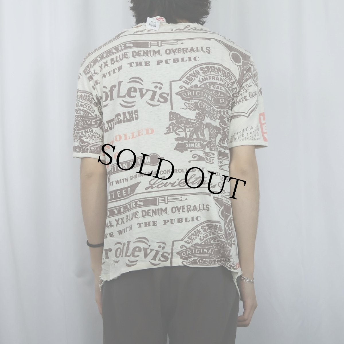 画像4: 70's Levi's 大判 染み込みプリントTシャツ L (4)