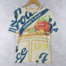 画像1: 70's Levi's "FRESH PRODUCE" 大判 染み込みプリントTシャツ M (1)