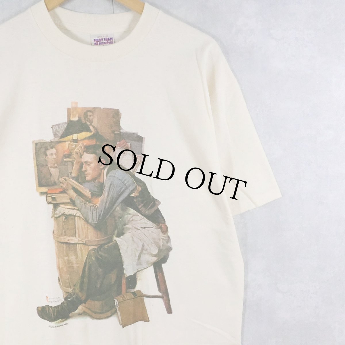 画像1: 90's Norman Rockwell USA製 "The Law Student" アートプリントTシャツ DEADSTOCK L (1)