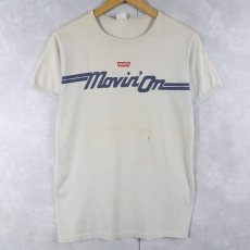 画像1: 70's Levi's "Movin' on" 染み込みプリントTシャツ M (1)