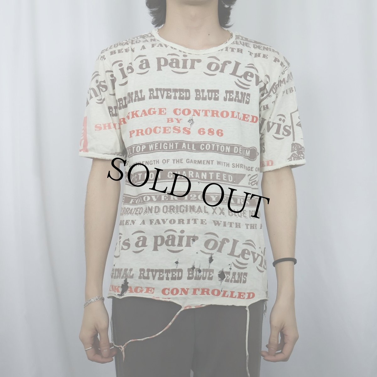 画像3: 70's Levi's 大判 染み込みプリントTシャツ L (3)