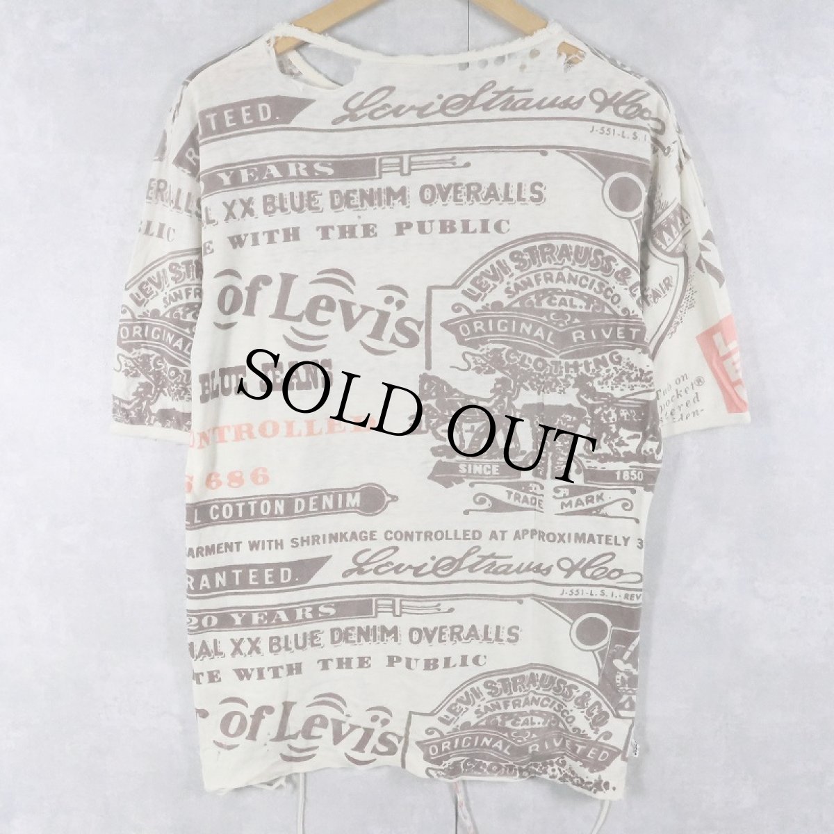 画像2: 70's Levi's 大判 染み込みプリントTシャツ L (2)