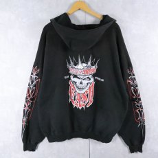 画像2: "CHOPPERS TATTOS" ペンキペイント スカルプリントスウェットフーディー BLACK (2)