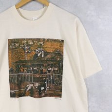 画像1: 90's Norman Rockwell USA製 "Waiting at Crestwood Train Station" アートプリントTシャツ DEADSTOCK L (1)