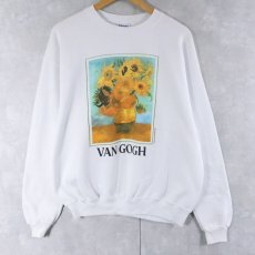 画像1: 80's Vincent Van Gogh USA製 "Sunflowers" アートプリントスウェット XL (1)