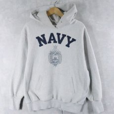 画像1: Champion AUTHENTIC ATHLETICWEAR "U.S.NAVY" プリントスウェットフーディー S (1)