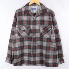 画像1: 50〜60's PENDLETON オンブレーチェック柄 ウールオープンカラーシャツ L (1)