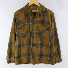 画像1: 60〜70's PENDLETON チェック柄 ウールオープンカラーシャツ M (1)