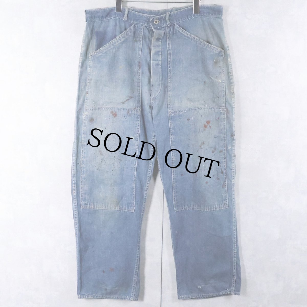 画像1: 40's〜 DUBBLE WARE ダブルニーデニムペインターパンツ W39 (1)