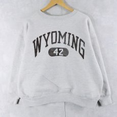 画像2: 80〜90's Champion 青刺繍タグ 中期 USA製 "WYOMING" ダブルフェイス スウェット XL  (2)