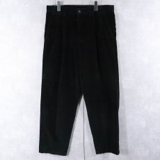 画像2: BILL BLASS 2タック 太畝コーデュロイパンツ BLACK W35 (2)