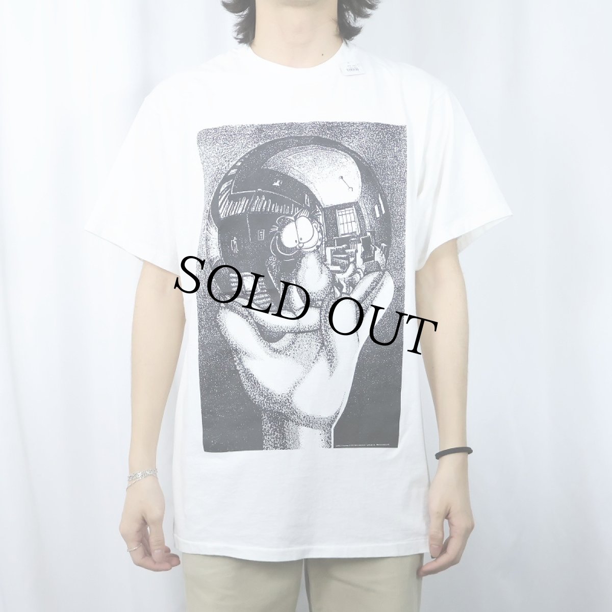 画像2: 90's Garfield "M.C. Escher" キャラクター パロディプリントTシャツ (2)