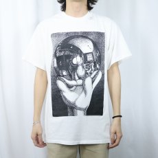 画像2: 90's Garfield "M.C. Escher" キャラクター パロディプリントTシャツ (2)