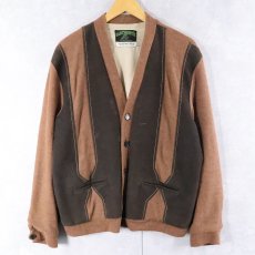 画像1: 〜70's DARTMAUTH SPORTSWEAR 切り替えデザイン ニットカーディガン L (1)