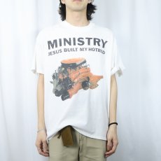 画像2: 90's MINISTRY USA製 "JESUS BUILT MY HOTROD" インダストリアル・メタルバンド プリントTシャツ XL (2)