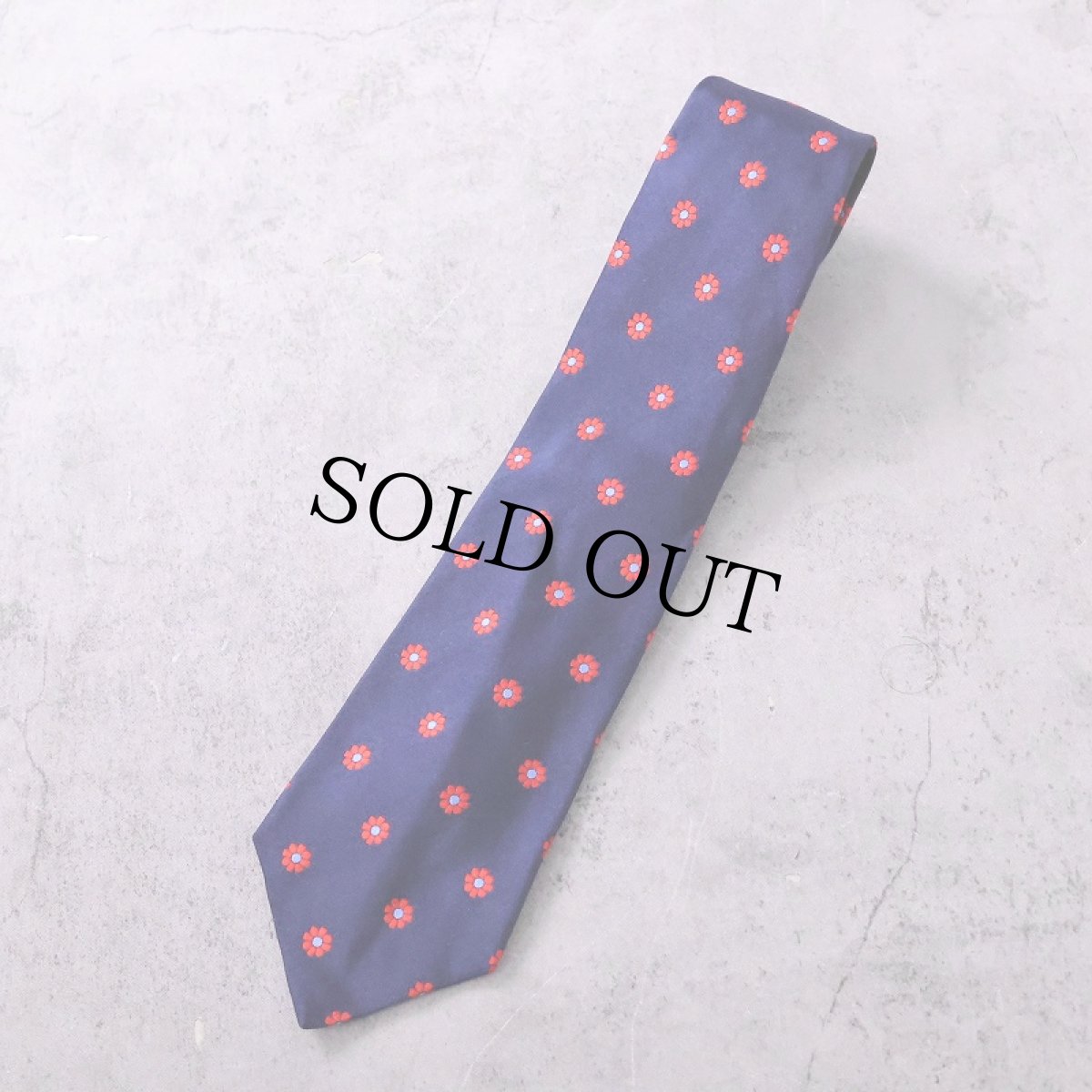 画像1: Turnbull & Asser 花柄 シルクネクタイ NAVY (1)