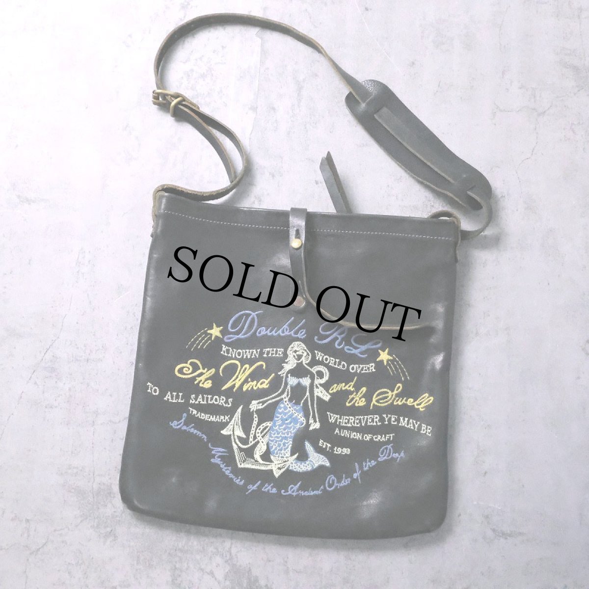 画像1: Ralph Lauren RRL マーメイド刺繍 レザーショルダーバッグ (1)