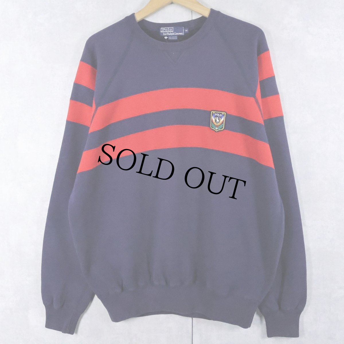 画像1: POLO Ralph Lauren "UNI CREST PATCH" 前V ラグランスウェット M (1)