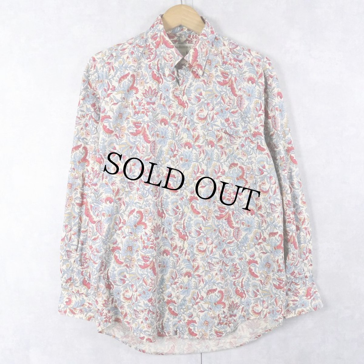 画像1: 90's BANANA REPUBLIC 総柄 コットンボタンダウンシャツ S (1)