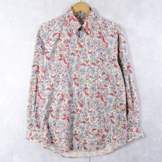 画像1: 90's BANANA REPUBLIC 総柄 コットンボタンダウンシャツ S (1)