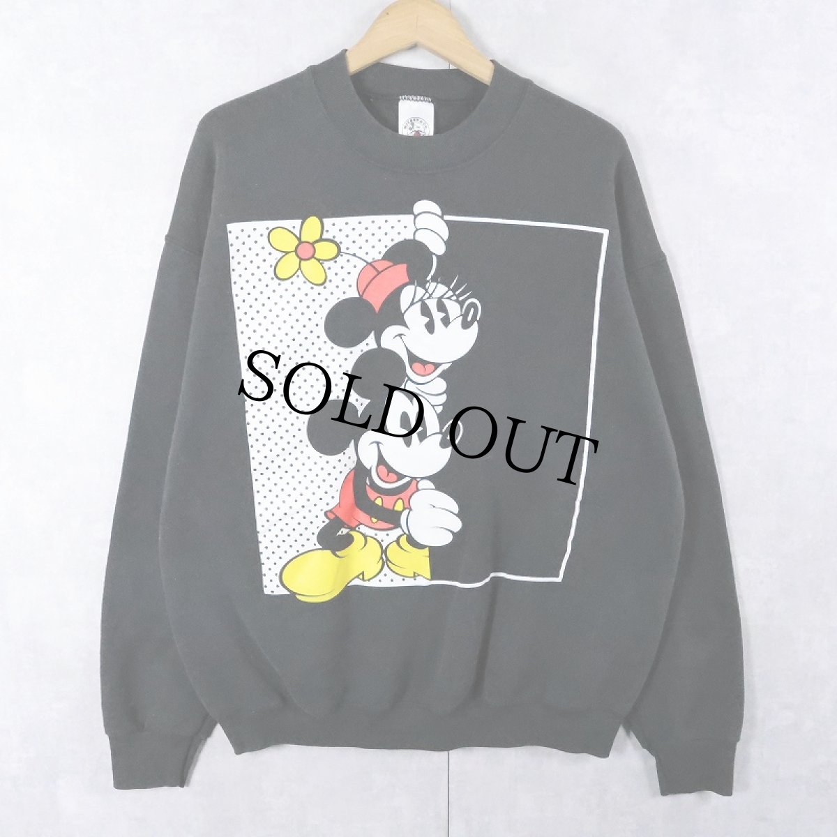 画像1: 90's MICKEY&CO. USA製 "ミッキー＆ミニー" キャラクタープリントスウェット BLACK XL (1)