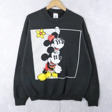 画像1: 90's MICKEY&CO. USA製 "ミッキー＆ミニー" キャラクタープリントスウェット BLACK XL (1)
