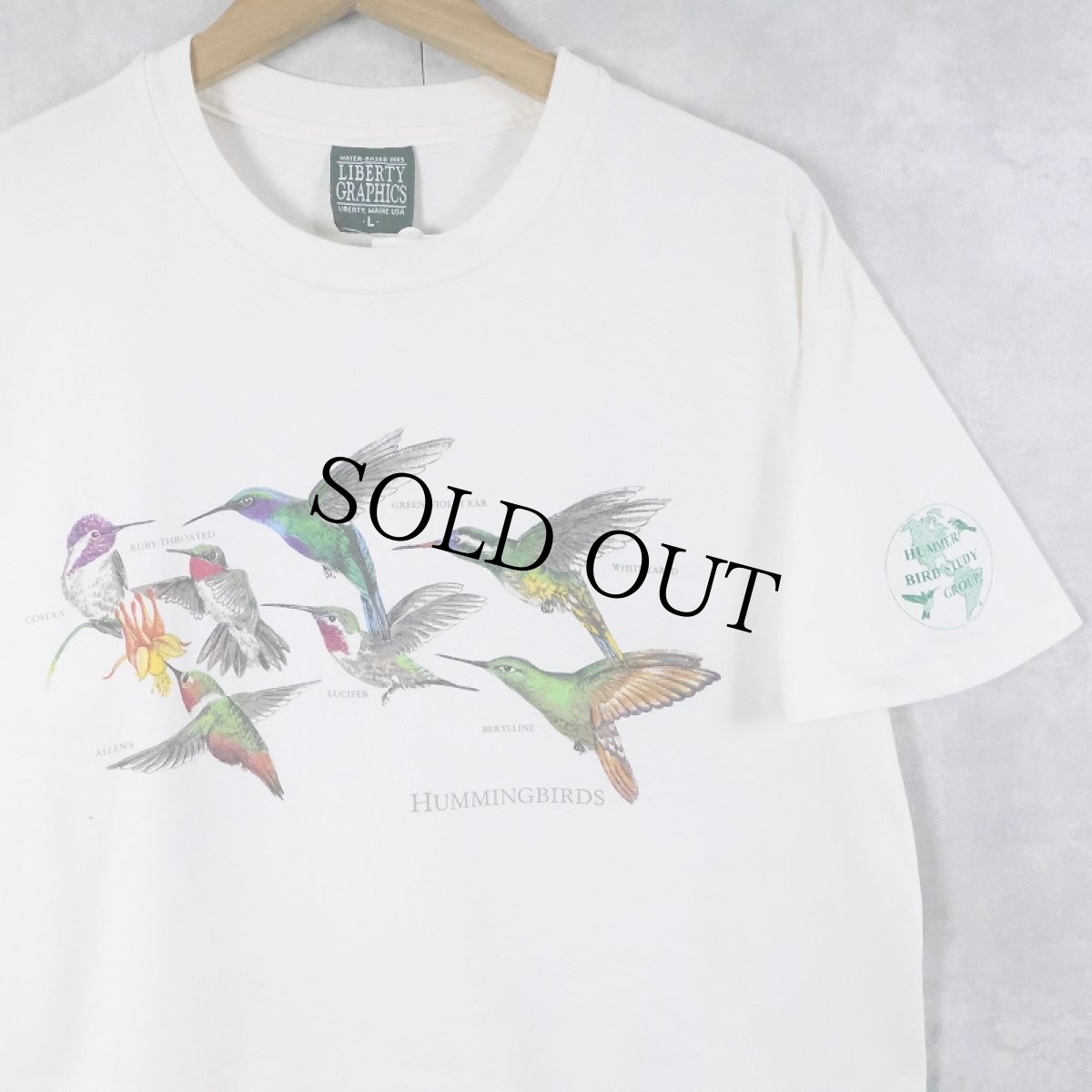 画像1: 90's LIBERTY GRAPHICS "Robert Shetterly" USA製 鳥イラストプリントTシャツ L (1)
