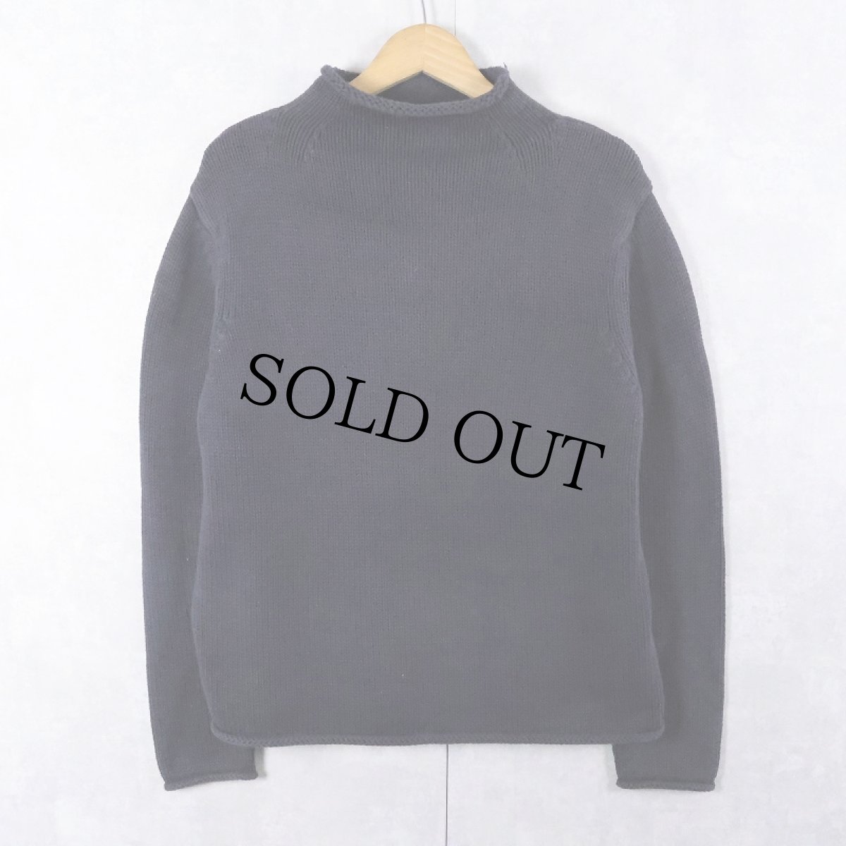 画像1: J.CREW ロールネック コットンニットセーター NAVY M (1)