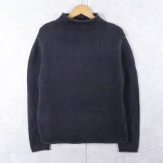 画像1: J.CREW ロールネック コットンニットセーター NAVY M (1)