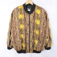 画像1: Addition-Elle CANADA製 総柄 レーヨンジップジャケット SIZE20 (1)