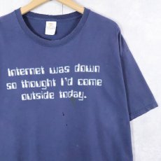 画像1: 90's "Internet was down..." メッセージプリントTシャツ NAVY XL (1)