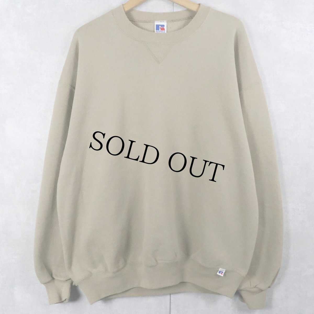 画像1: 90's RUSSELL ATHLETIC USA製 前V 無地スウェット XL (1)