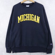 画像1: Champion REVERSE WEAVE "MICHIGAN" プリントスウェット NAVY L (1)