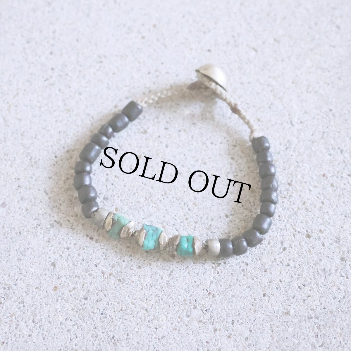 画像1: RORAN "Antique Turquoise × Antique Grass Beads" ブレスレット (1)