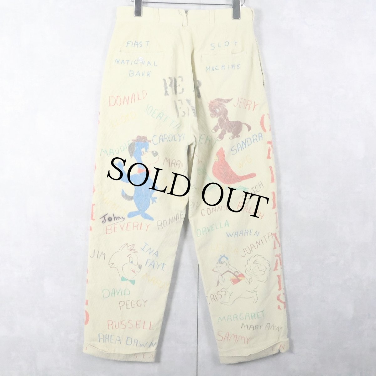 画像2: 60's ハンドペイント メモリアルコーデュロイパンツ W29 (2)