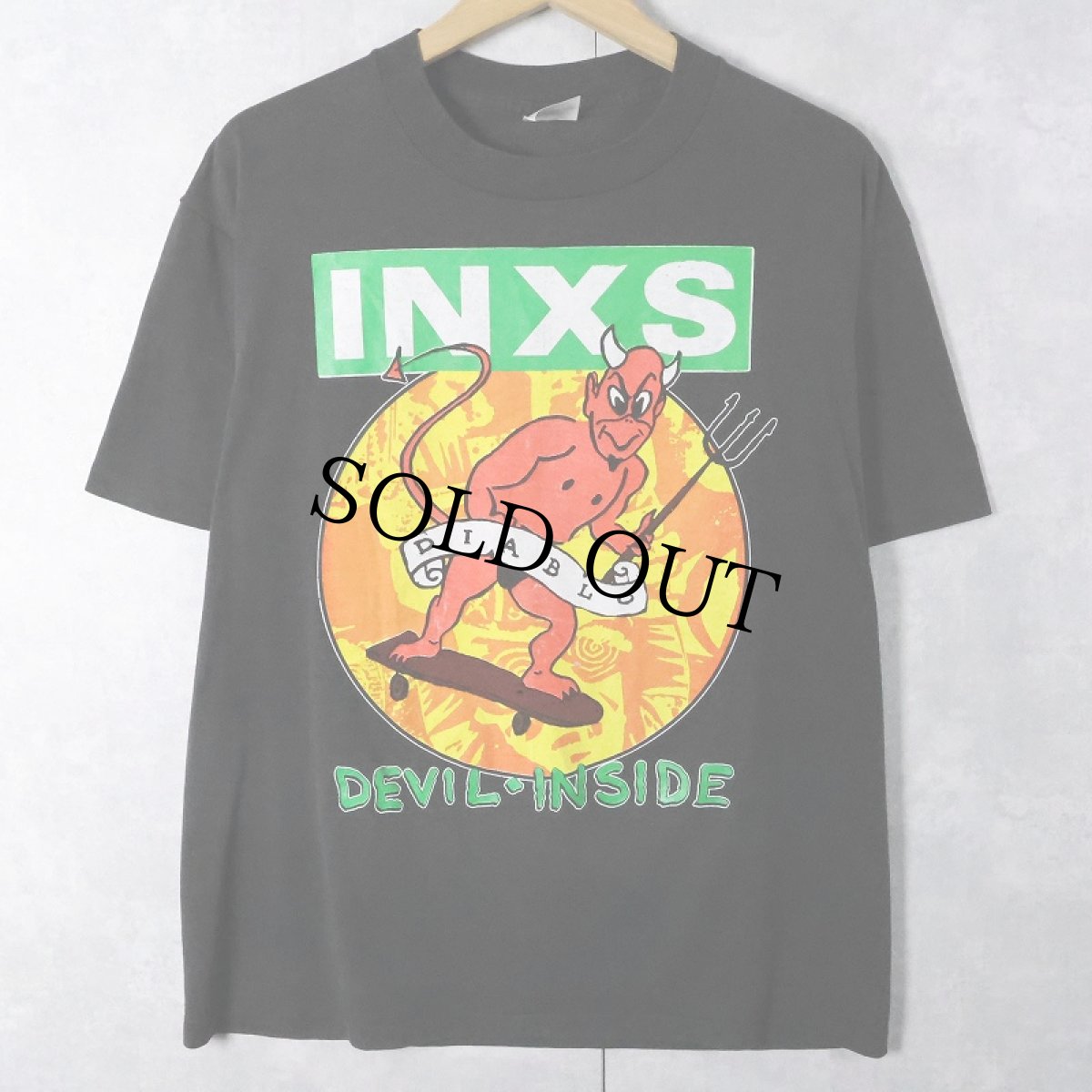 画像1: 80's INXS USA製 "DEVIL INSIDE" ファンクロックバンドプリントTシャツ BLACK XL (1)