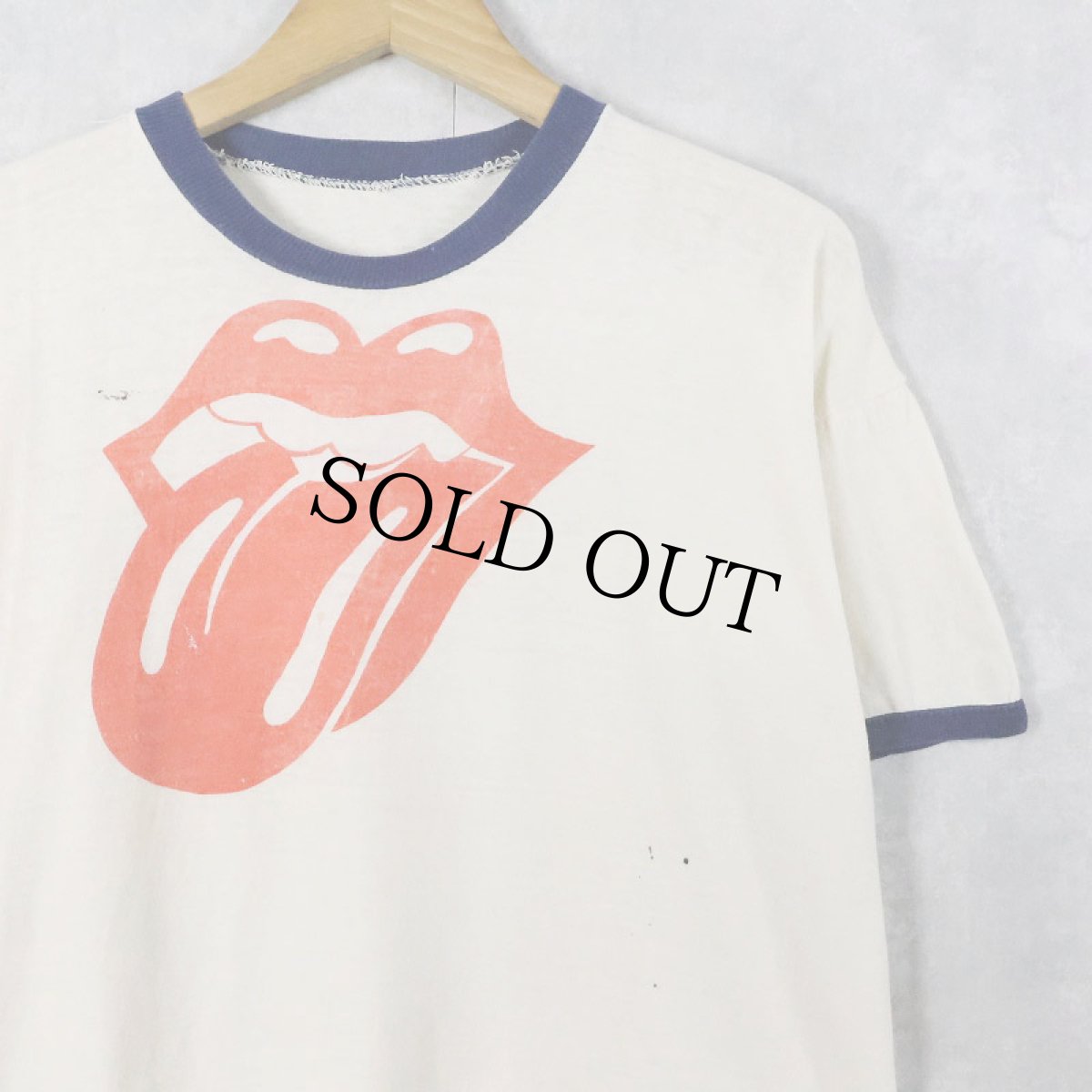 画像1: 80〜90's ROLLING STONES ロックバンドプリント リンガーTシャツ (1)