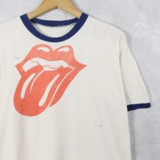 画像1: 80〜90's ROLLING STONES ロックバンドプリント リンガーTシャツ (1)