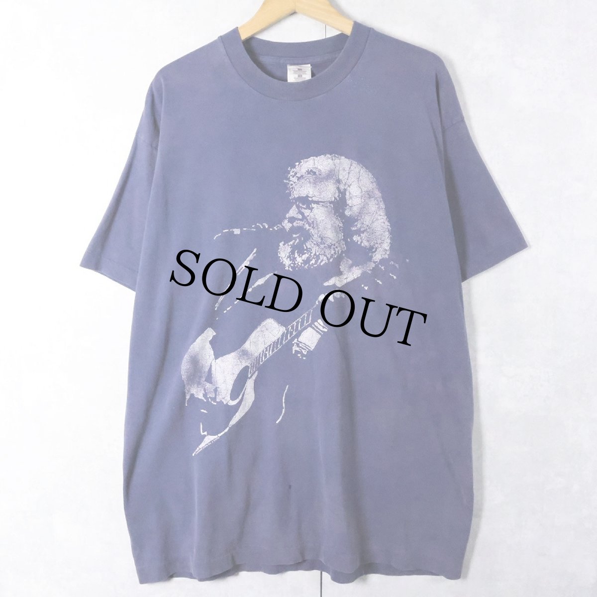 画像1: 90's JERRY GARCIA "The breeze would stop to listen in..." ミュージシャンプリントTシャツ NAVY XL (1)