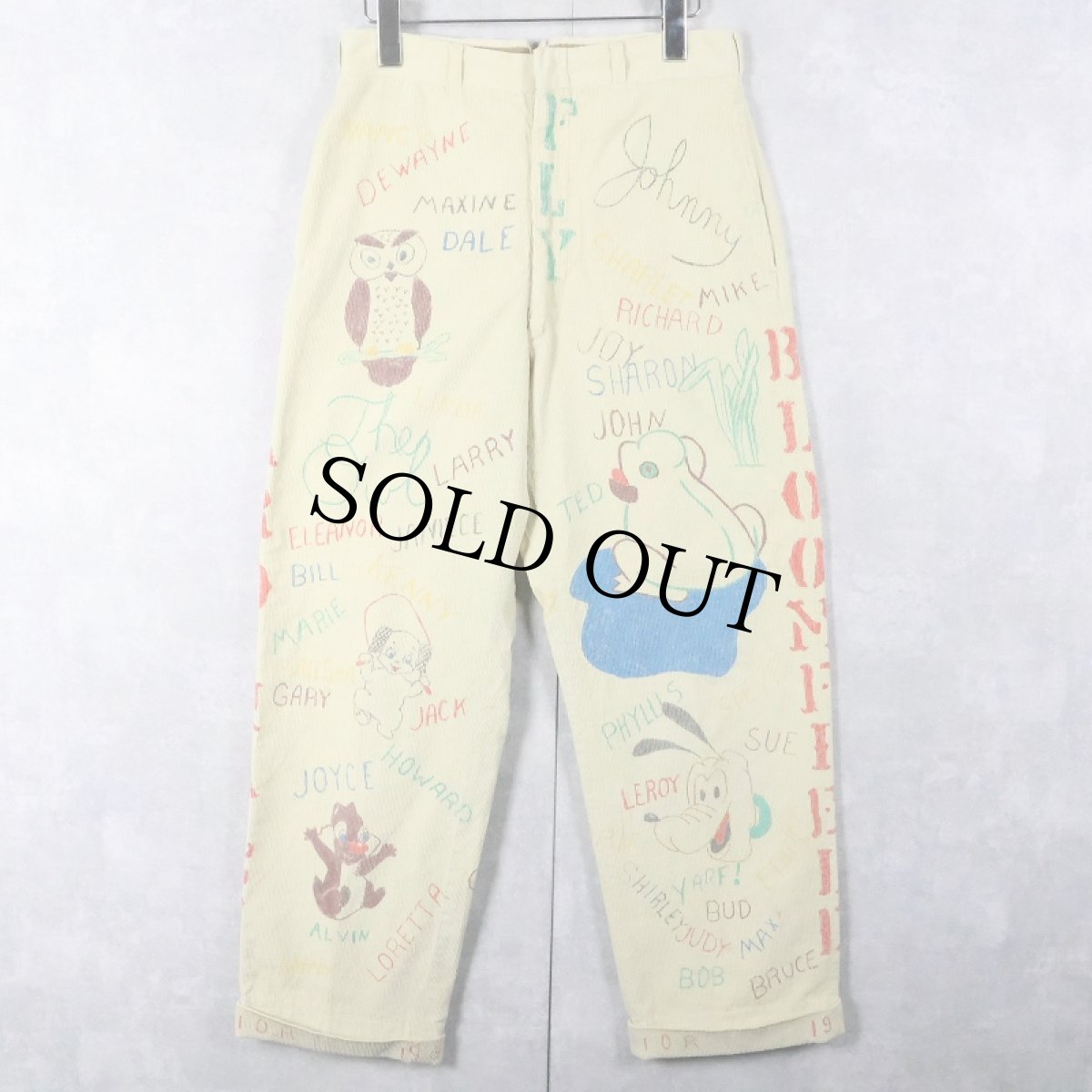 画像1: 60's ハンドペイント メモリアルコーデュロイパンツ W29 (1)