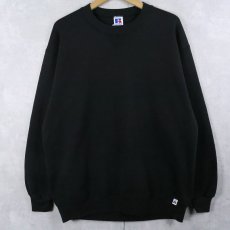 画像1: 90's RUSSELL ATHLETIC USA製 前V 無地スウェット BLACK XXL (1)