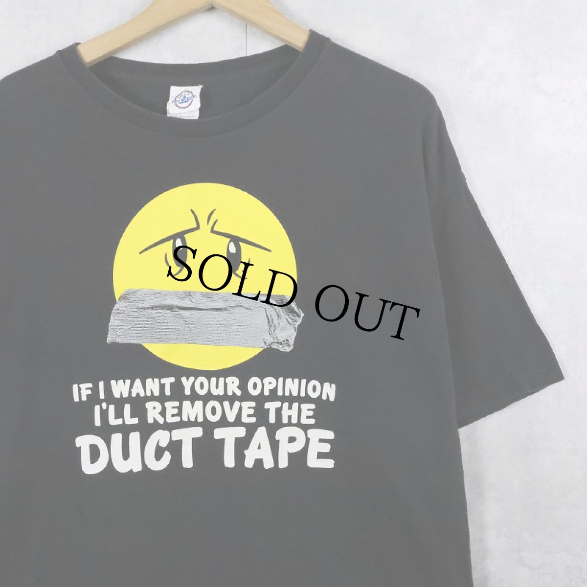 画像1: "IF I WANT YOUR OPINION ...." スマイルプリントTシャツ BLACK XL (1)