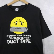 画像1: "IF I WANT YOUR OPINION ...." スマイルプリントTシャツ BLACK XL (1)