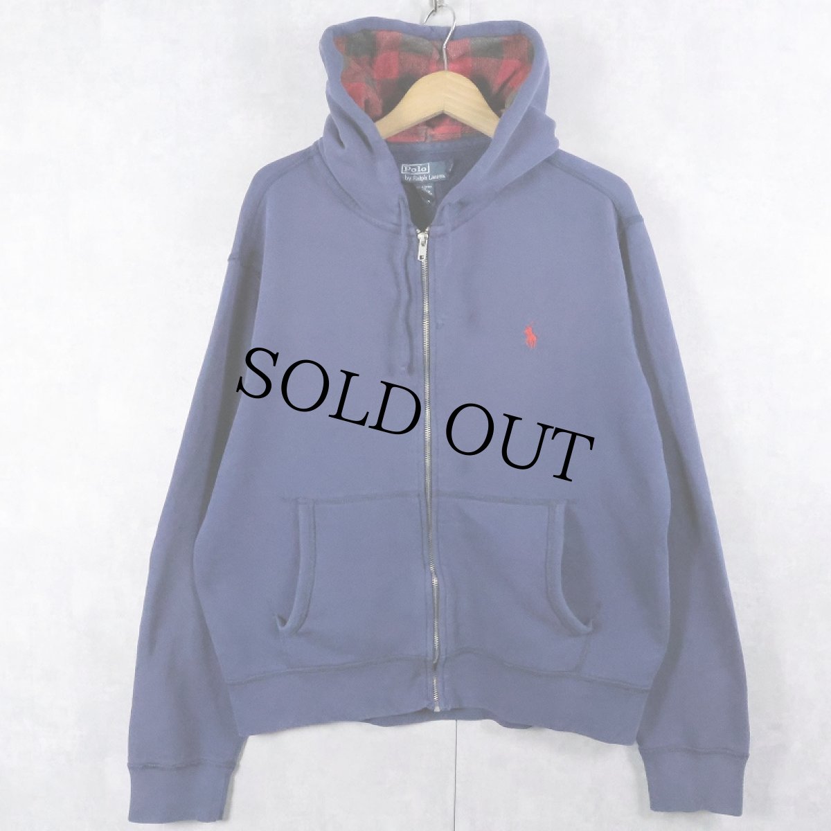 画像1: POLO Ralph Lauren ロゴ刺繍 スウェットジップパーカー NAVY L (1)