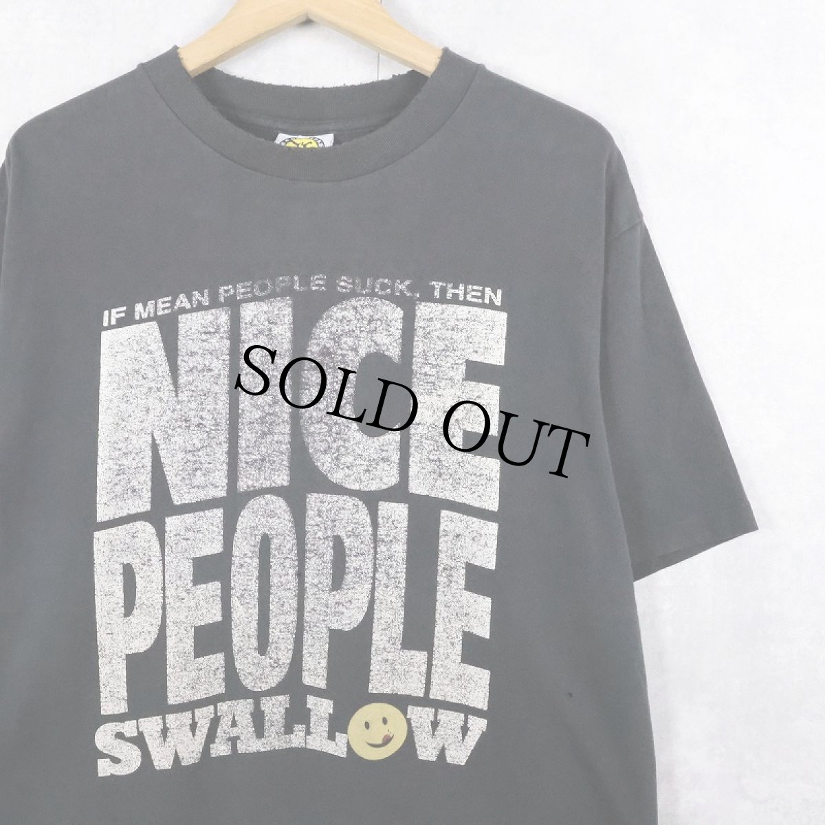 画像1: 90's USA製 NICE PEOPLE プリントTシャツ BLACK L (1)